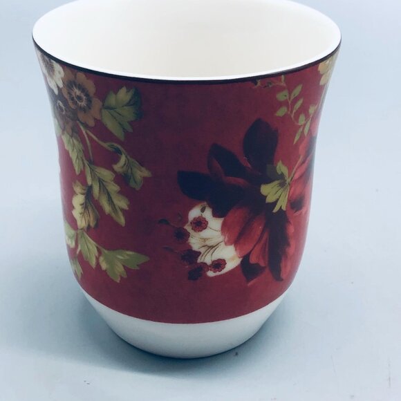 lutece 222 fifth coffee cup mug floral red fine China gold trim 4x5" READ - Picture 5 of 7